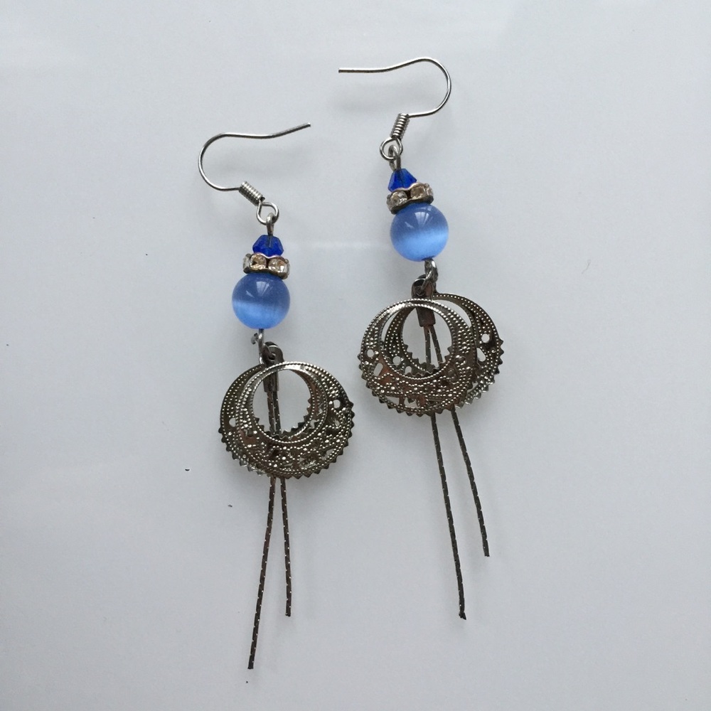 Blue cat eye earrings