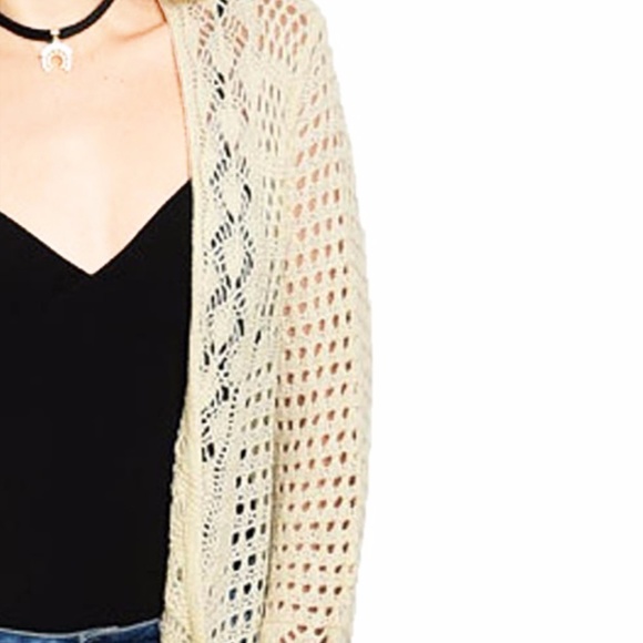 BOHO Open Eyelet Cotton Knit Long Sweater Cardigan - Picture 5 of 8