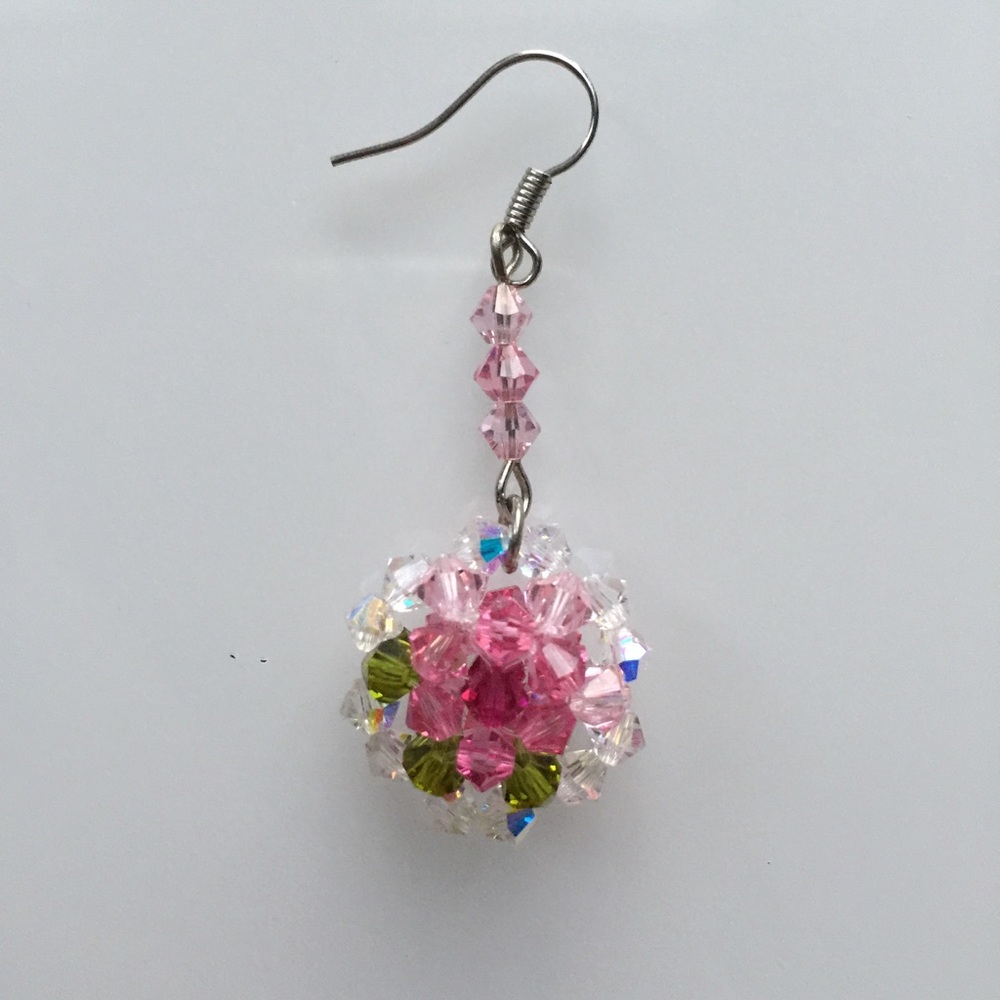 Single rose crystal earring