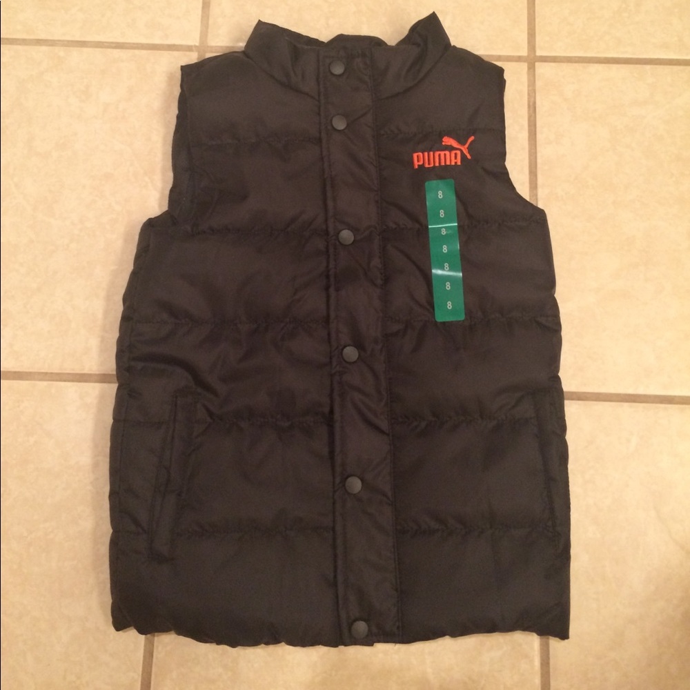 NWT- Puma black puffy vest. Boys sz 8