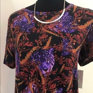 NWT Lularoe XS Leopard Carly Purple Brown