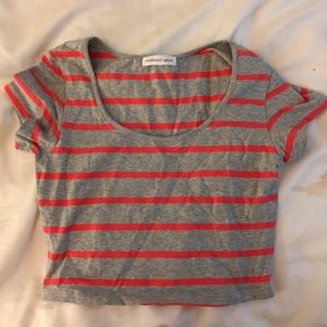 Coral and gray crop top