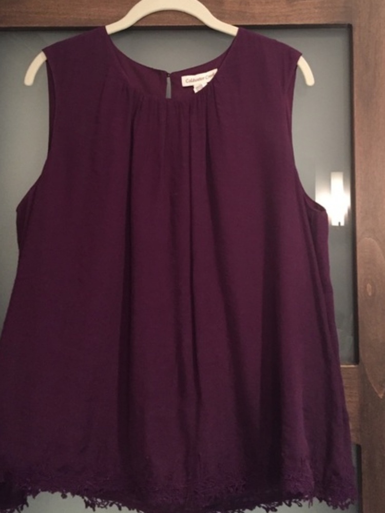 PLUS SIZE Plum Tank Top with Lace Detail