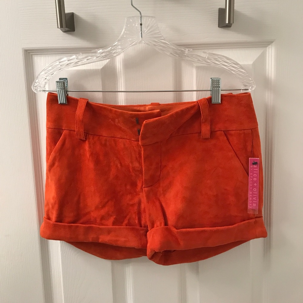 Alice + Olivia Orange Suede Shorts