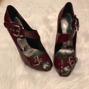 Giuseppe Zanotti dark red Mary Jane buckle heel