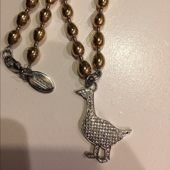 Moschino Golden Egg Crystal Duck Necklace - Picture 5 of 7