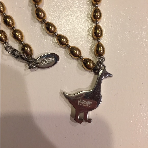 Moschino Golden Egg Crystal Duck Necklace - Picture 6 of 7