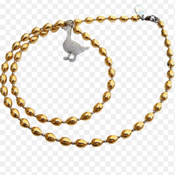 Moschino Golden Egg Crystal Duck Necklace - Picture 3 of 7