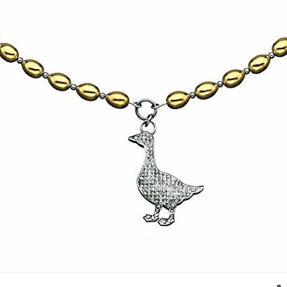 Moschino Golden Egg Crystal Duck Necklace - Picture 2 of 7