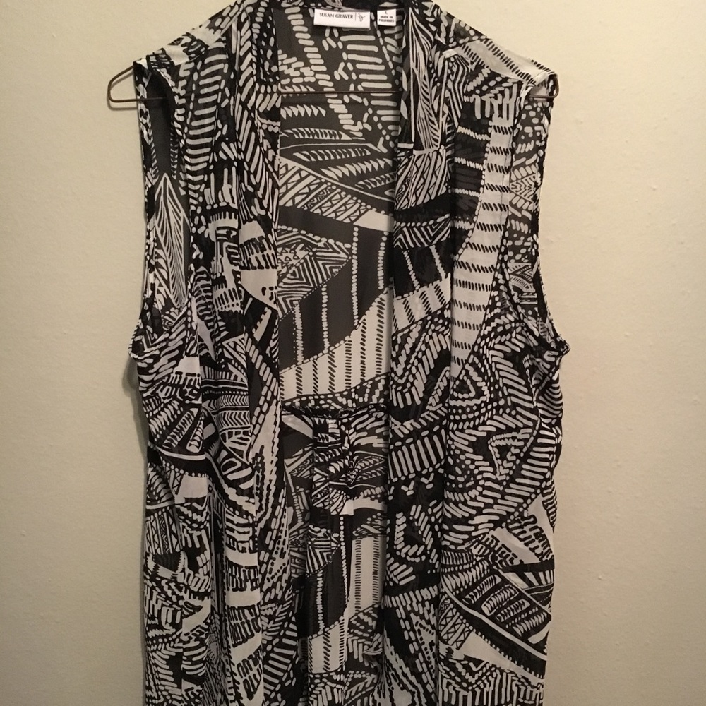 Black And White open Blouse