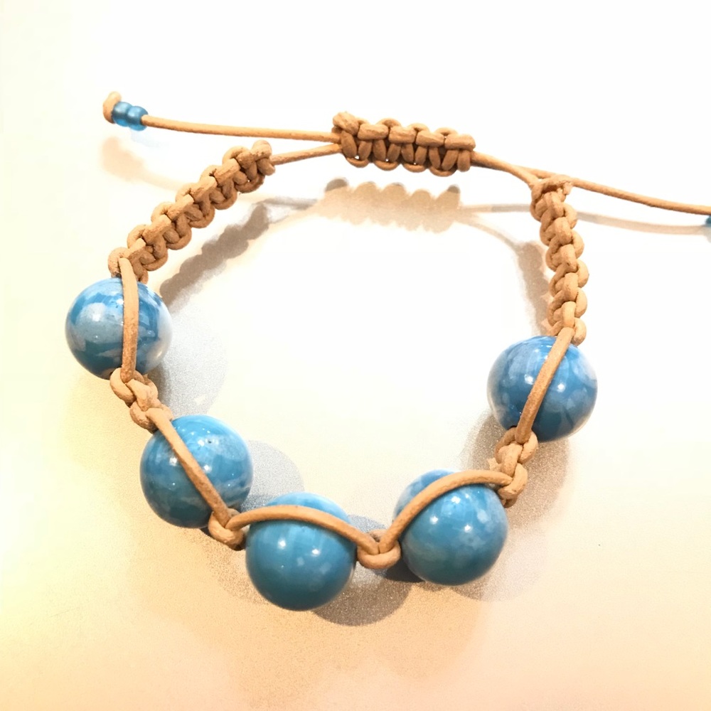 Woven Greek leather macrame bracelet