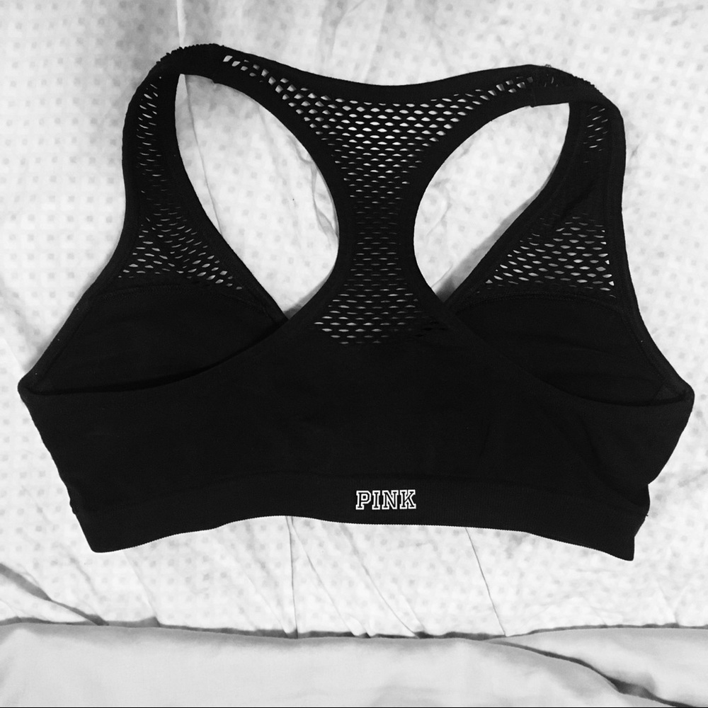 PINK VS Black Mesh Push-Up Sports Bra