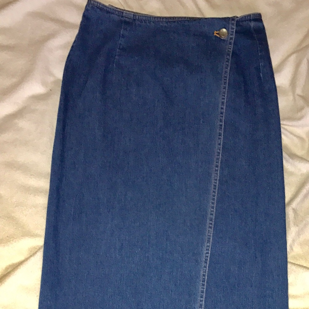 DKNY wrap jean skirt