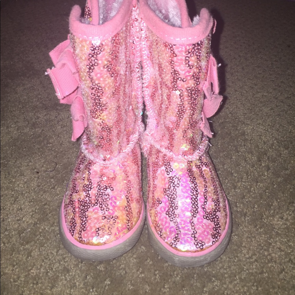 Pink Sequin Girl Boots