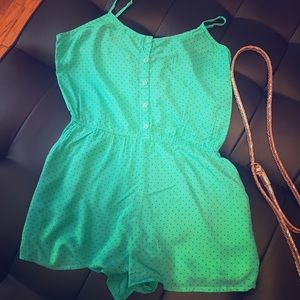 Forever 21 Turquoise Polka Dot Romper