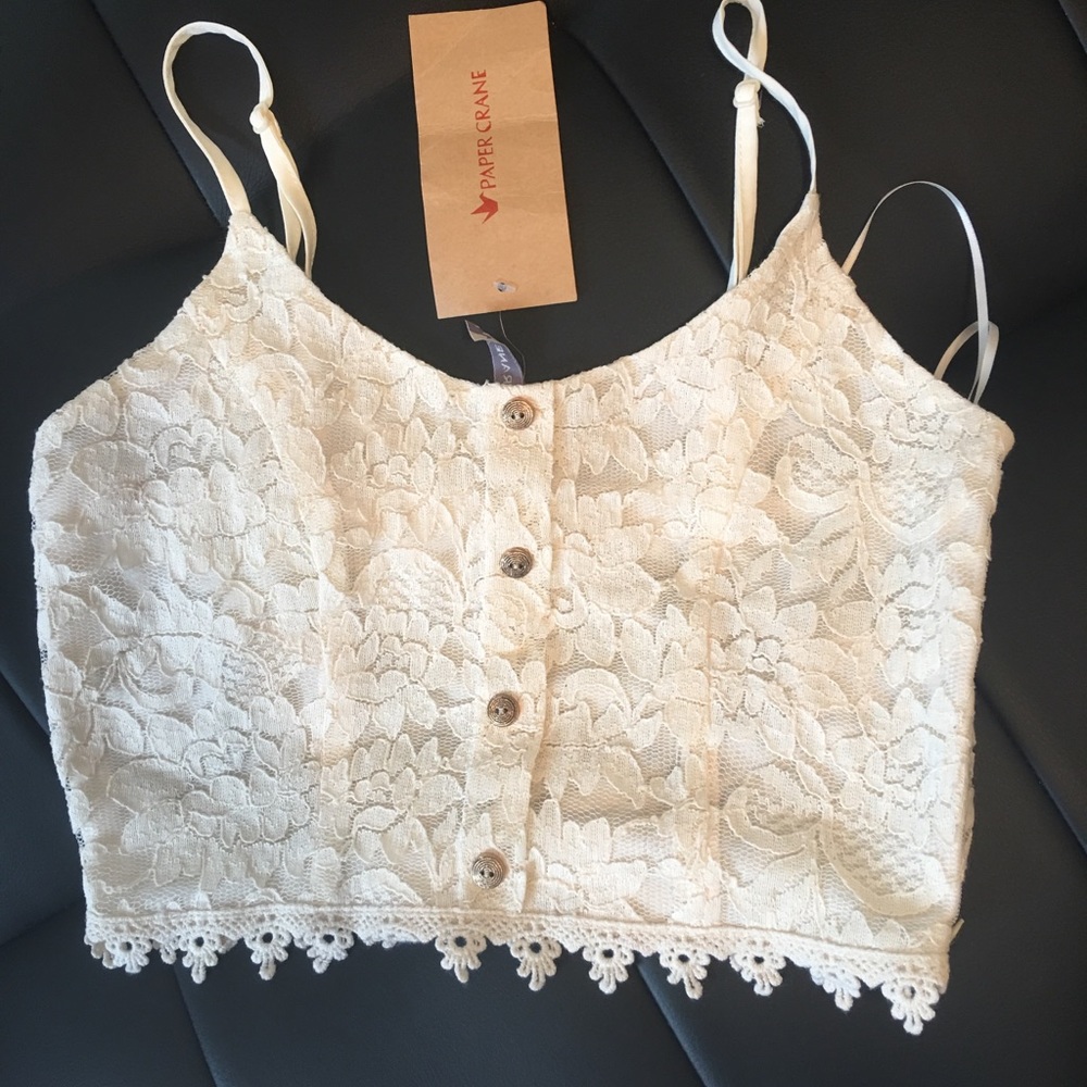 Paper Crane lace crop tank top