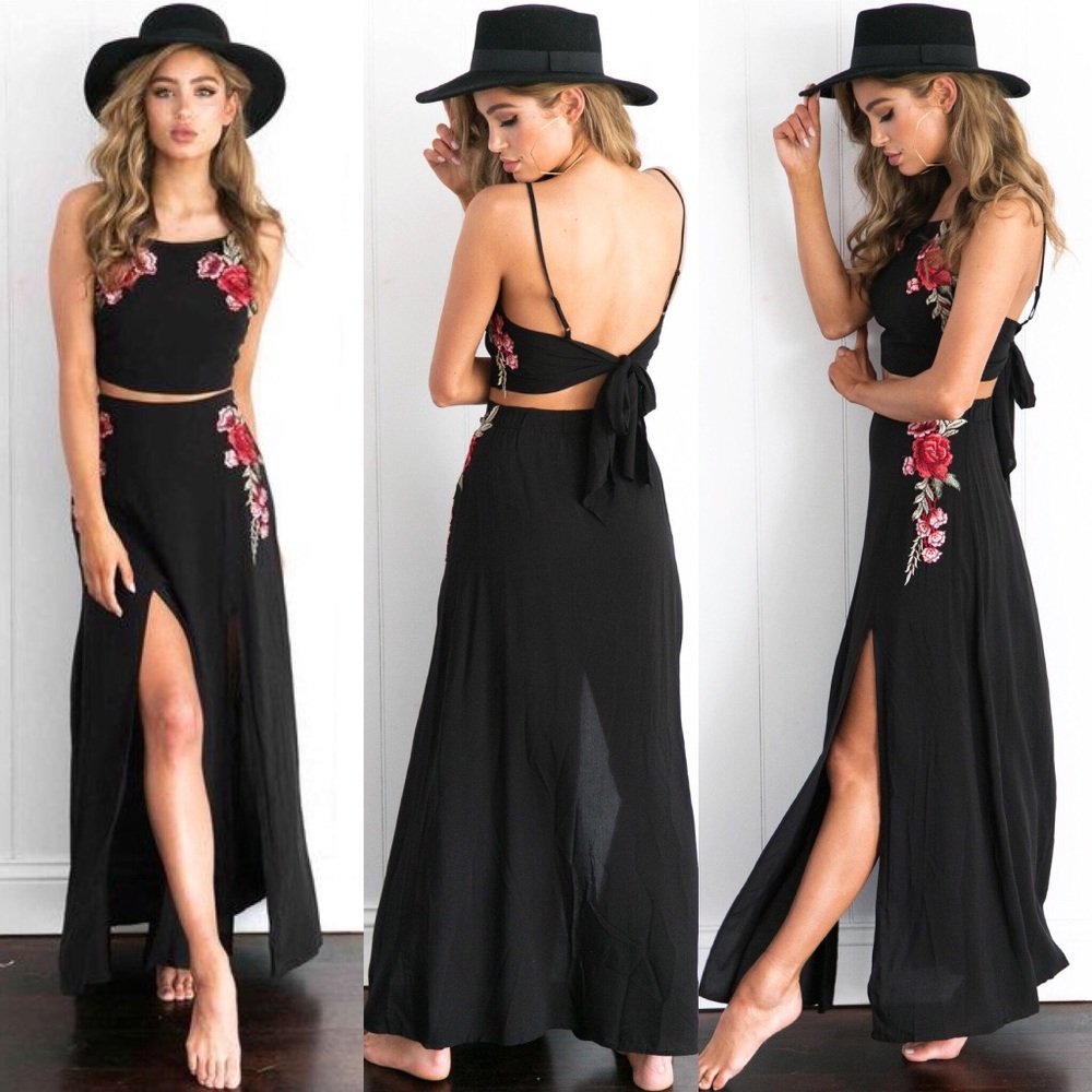 Embroidery Dress Crop Top
