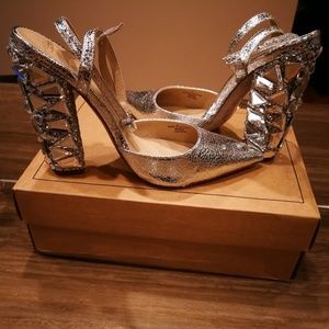 Asos Silver Pumps With Rhinestones Size 8