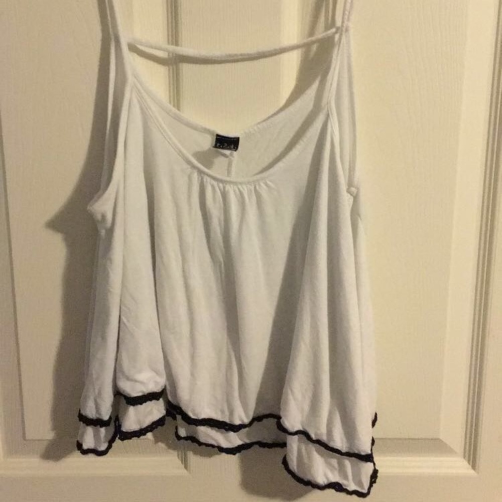 Cute white tank with black trim