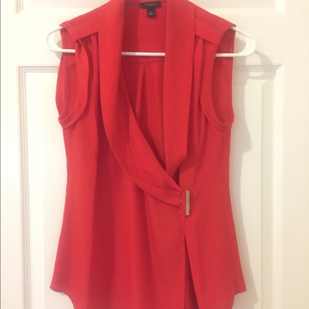 Ann Taylor Red Sleeveless Blouse