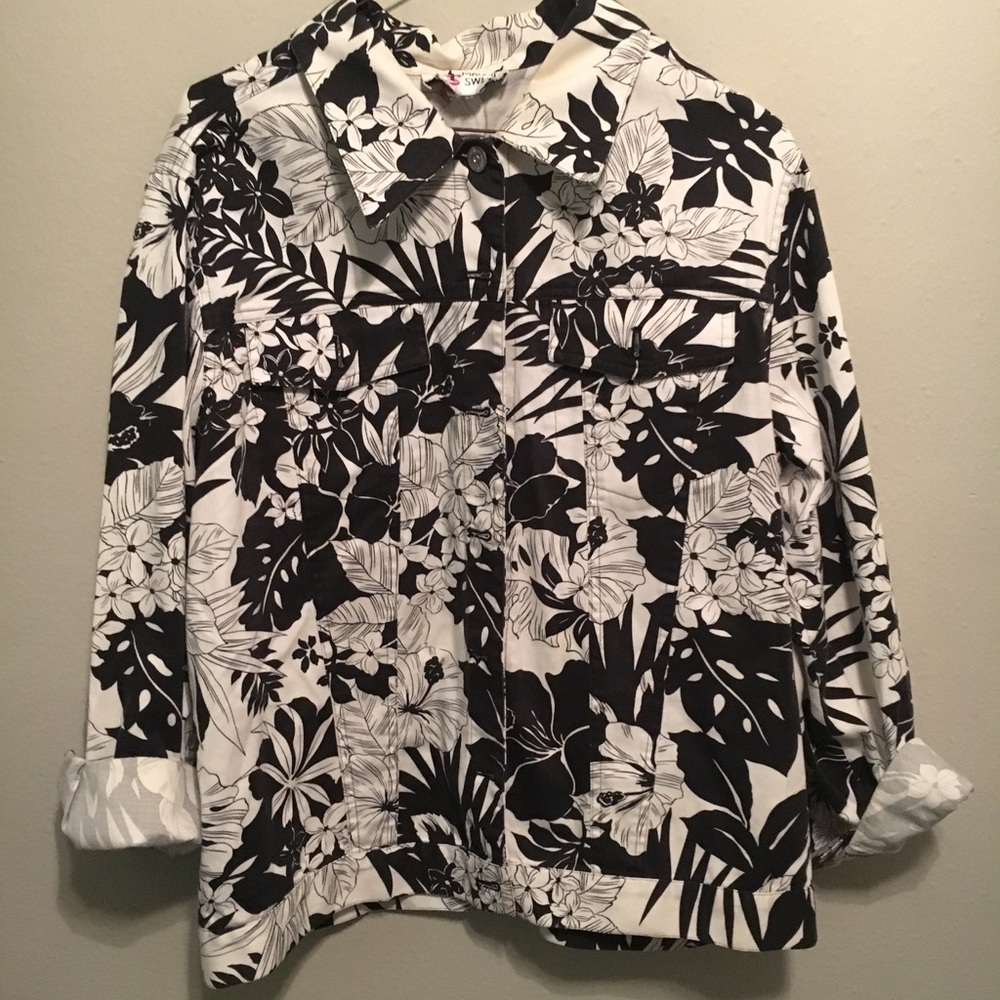 Black And White Floral Jacket
