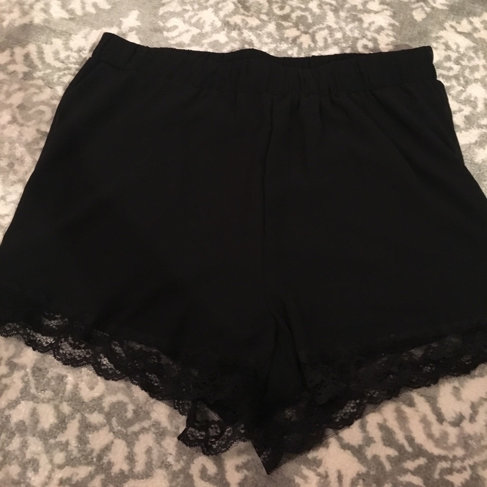 Black Shorts with lace trim