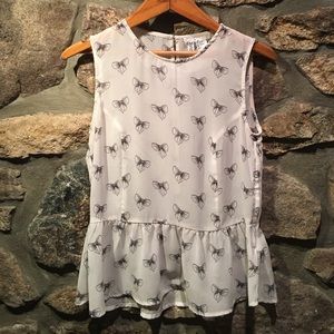 Divided H & M Cream Blouse With Black Bows. Size:6