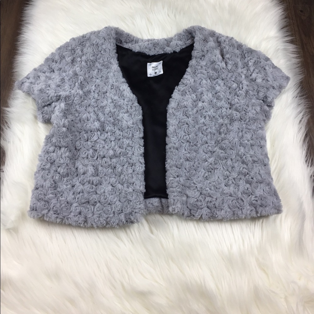 Mac + Jac Faux Fur Gray Vest Jacket Small