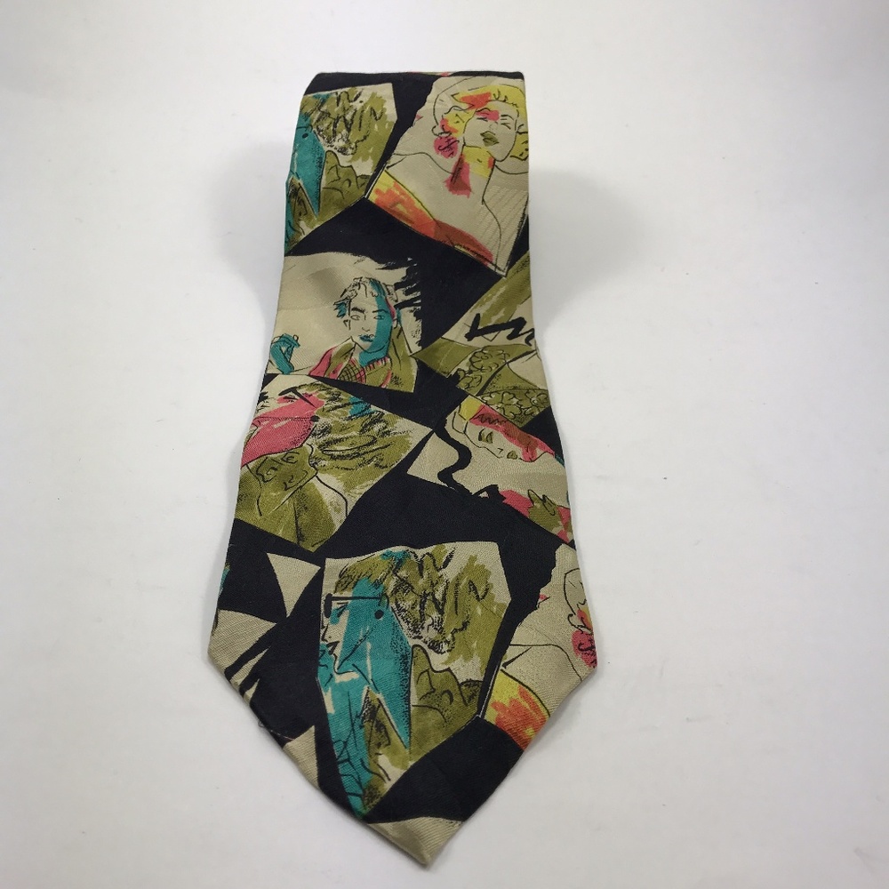 Vintage Legacy Black/Tan Female Drawing Silk Tie