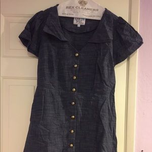 Denim colored dress with gold buttons