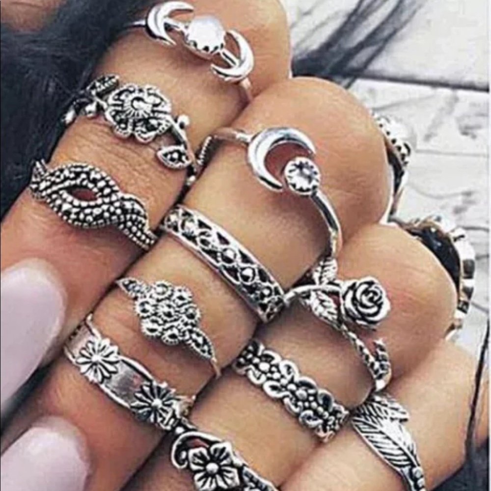 🌸 Bohemian 11pc ring set