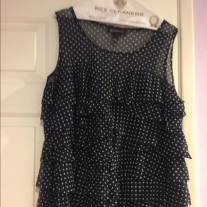 Black and white polka dot chiffon top