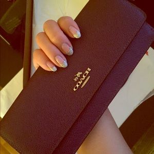 New Coach Leather Violet Soft Wallet