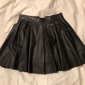 Faux Leather Black Mini Skater Skirt