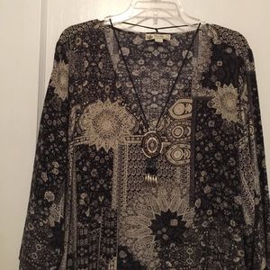 Size 3X EUC MULTI COLLORED TAN,KACKI&BLACK  TOPup