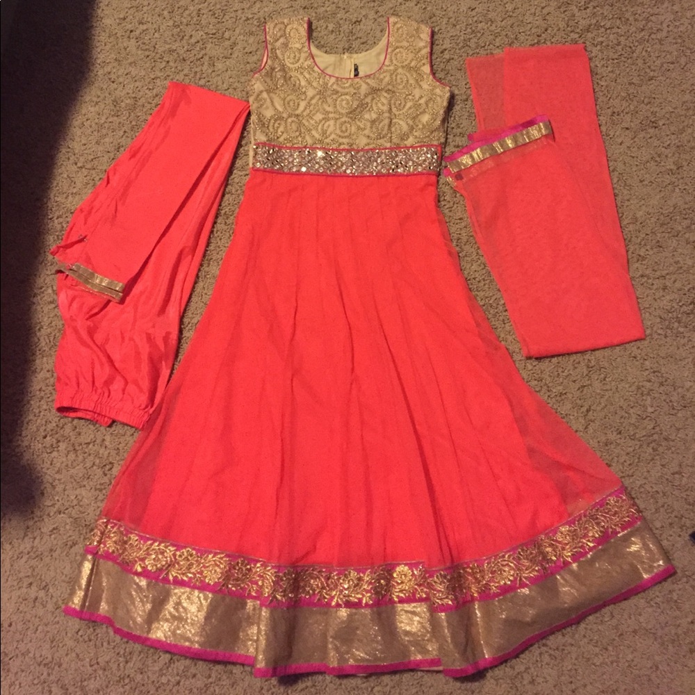 Girls Indian Pakistani pink anarkali Chest size 30