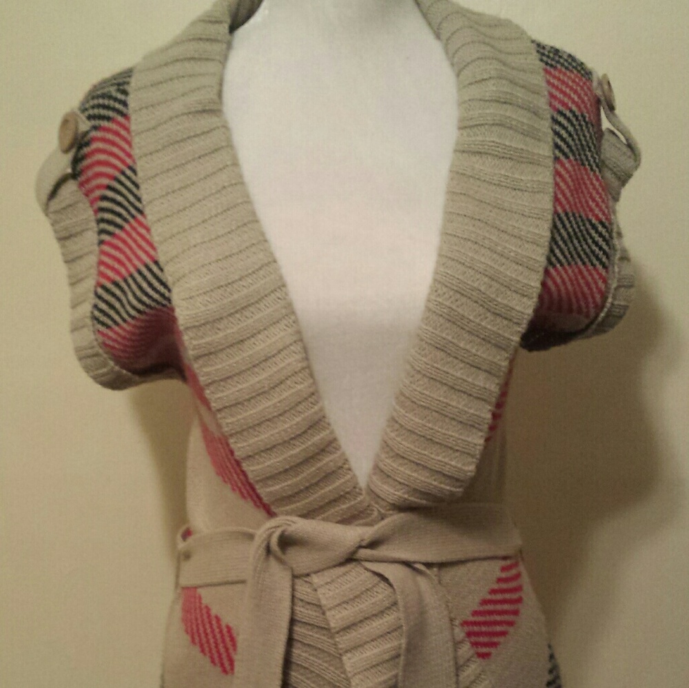 Button front Sweater with belt