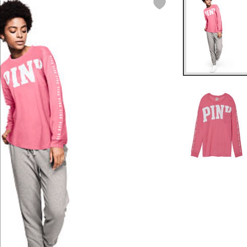 NIP VS PINK CAMPUS LONG SLEEVE TEE TROPICAL PINK