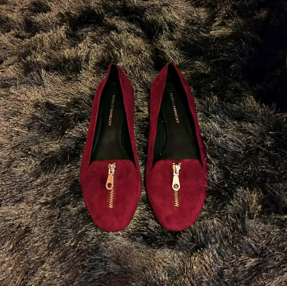 Rebecca Minkoff Red Suede Zip Loafers