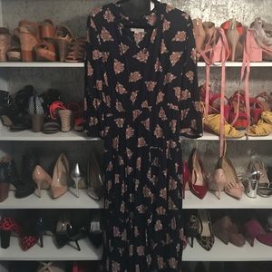 LOFT Dresses - Navy Printed Midi Boho Dress LOFT Dresses - Navy Printed Midi Boho Dress