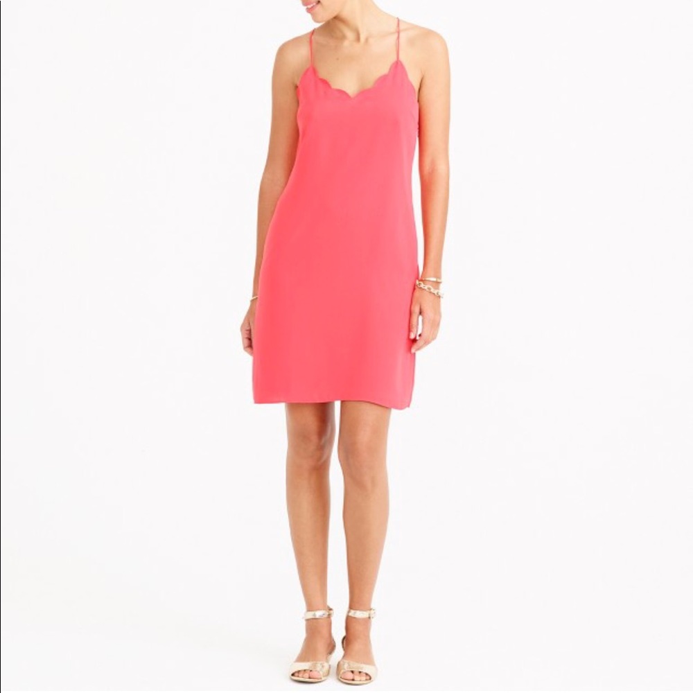 J Crew scalloped detail pink dress