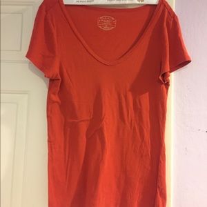 Orange v-neck tee