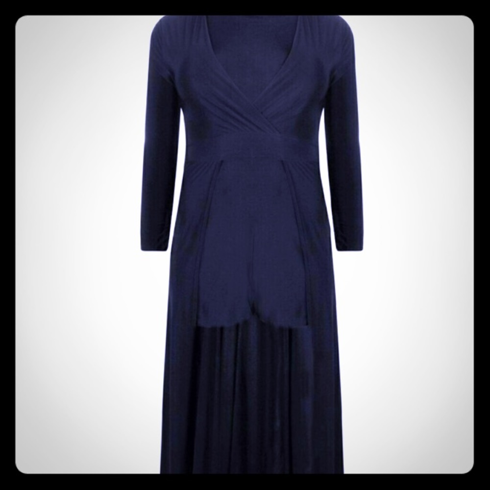 Black Maxi-Romper Double Layer Jumpsuit, Size 14