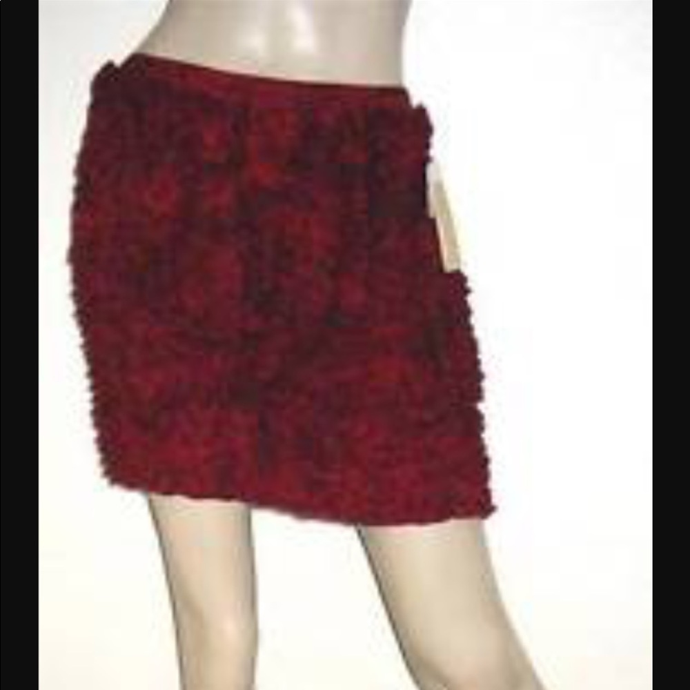 Michael Kors Lipstick Snakeskin Ruffled Skirt