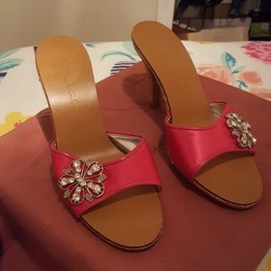 Slip on sandals with rhinestones