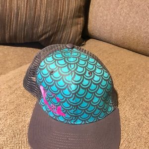 Grey mermaid scale trucker hat