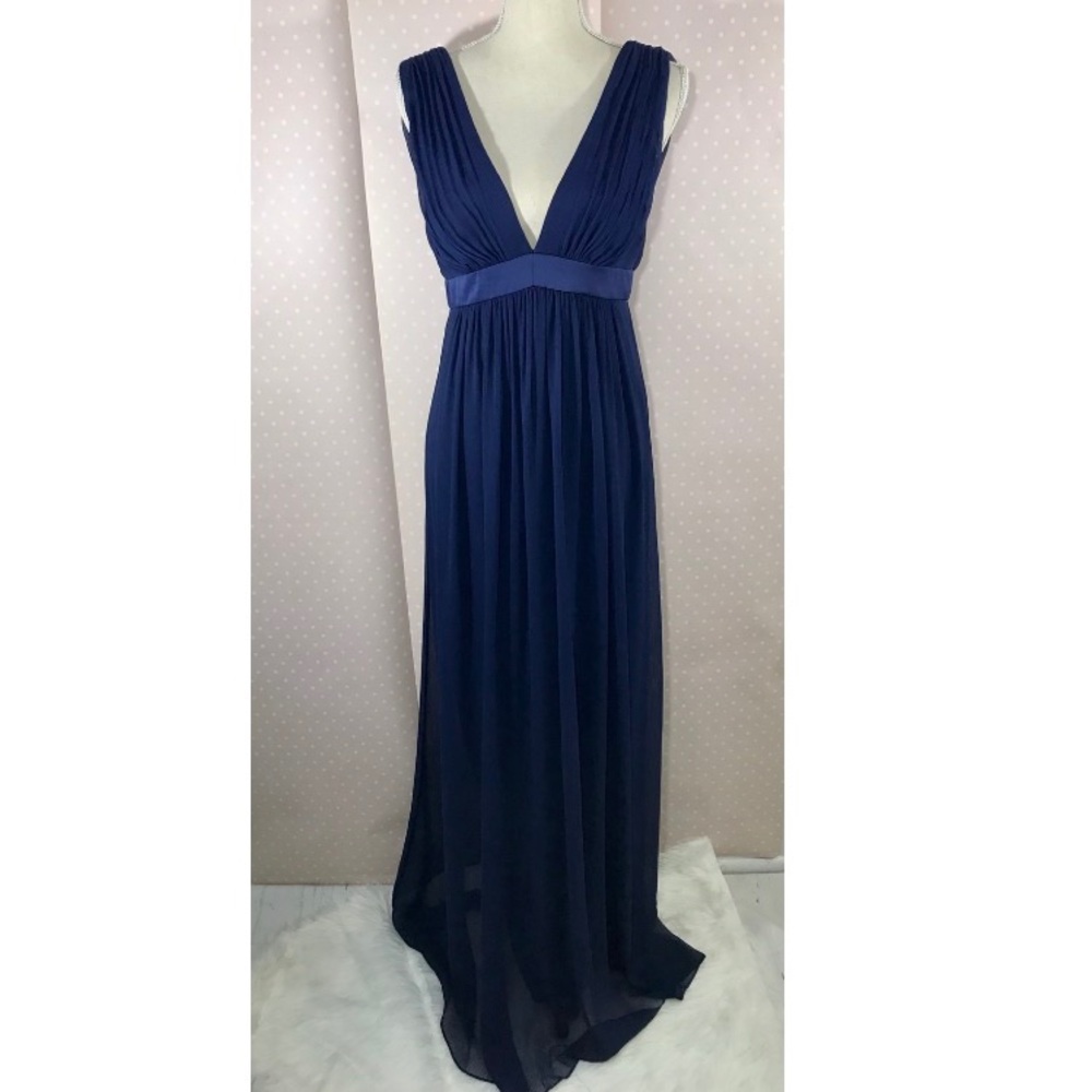{Max and Cleo} navy blue maxi chiffon prom dress