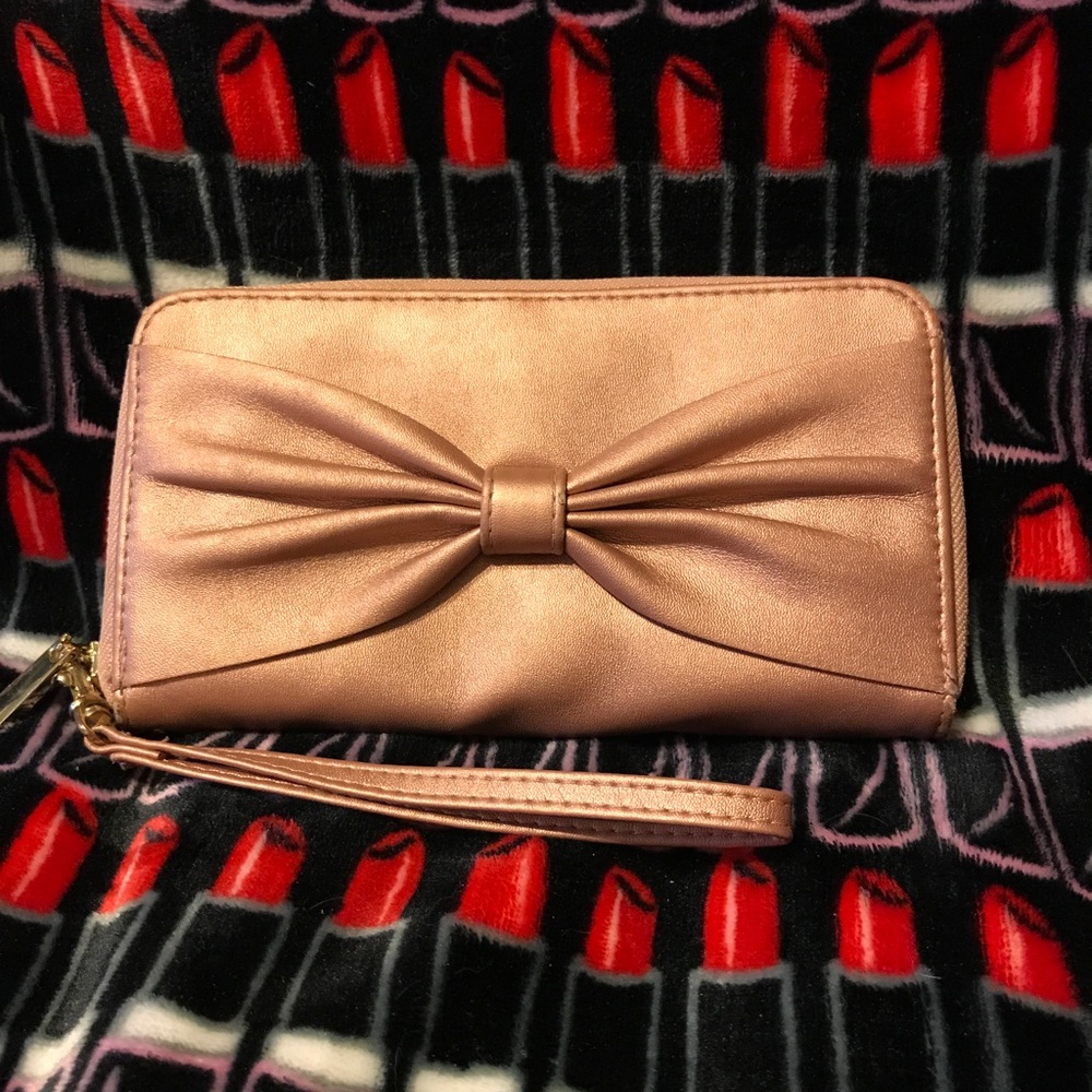 Rose Gold Pocketbook with Bow Detail
