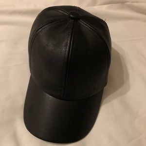 Faux leather baseball cap