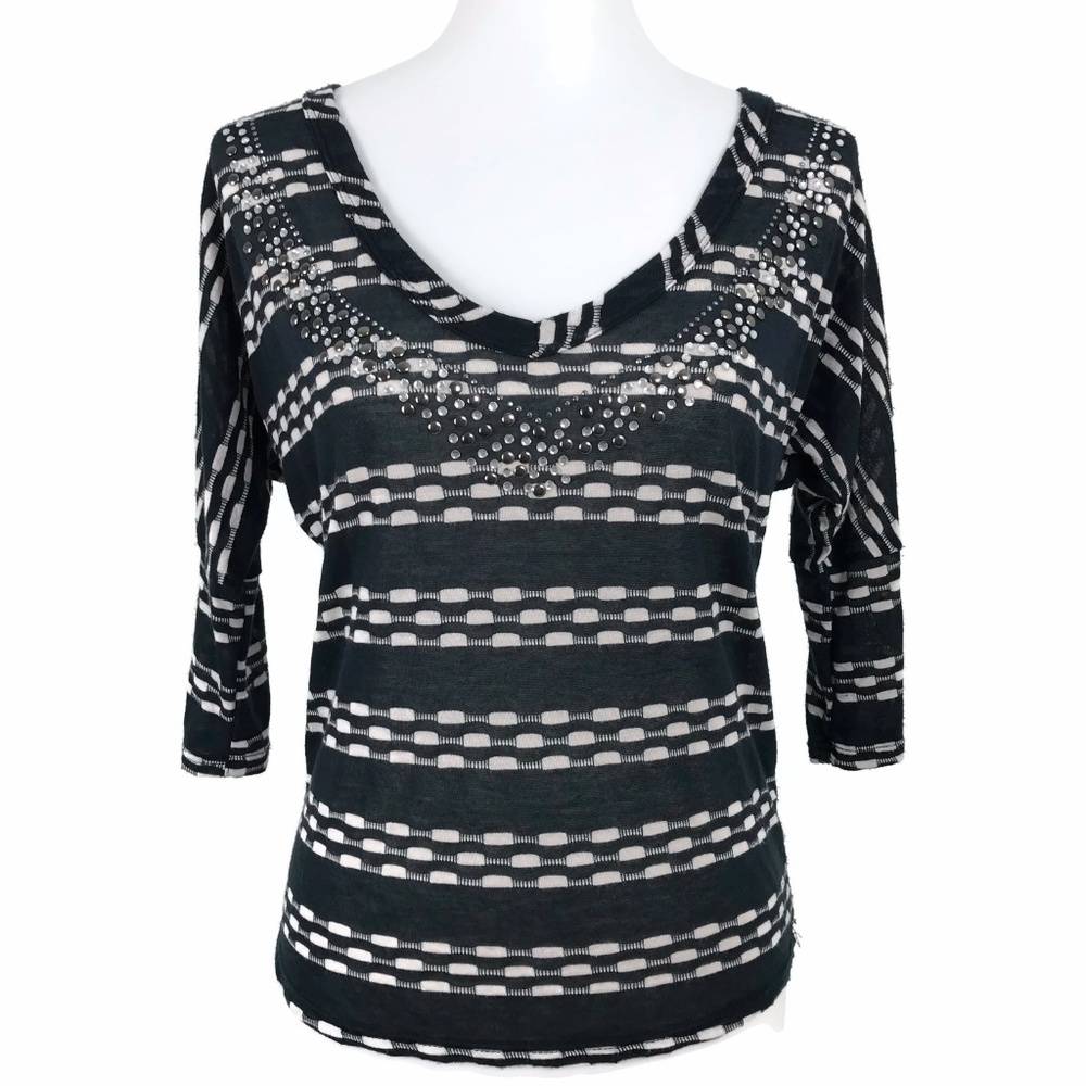 Charlotte Russe Open Back Beaded V Neck Top